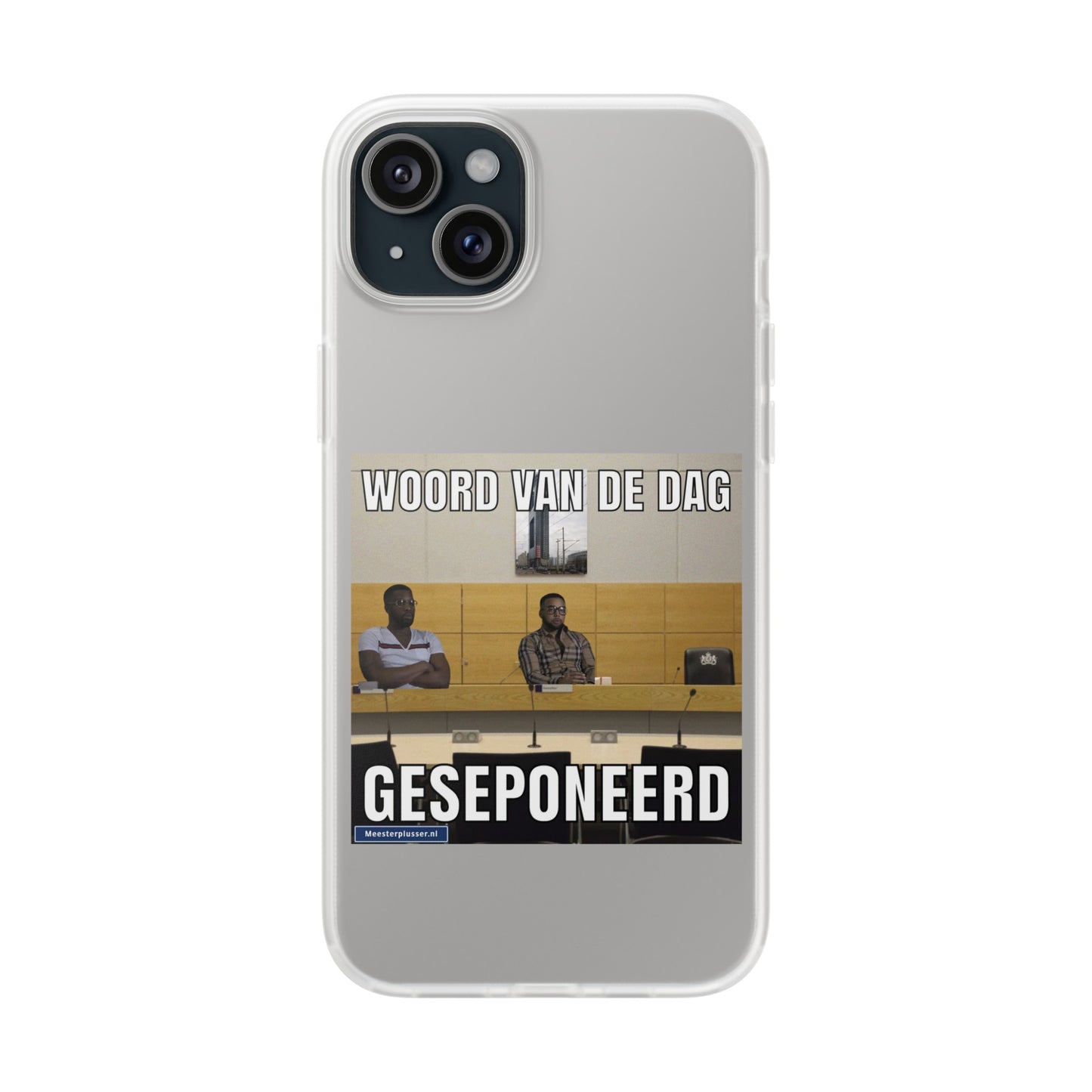 Word of the day 'geseponeerd' telefoonhoesje