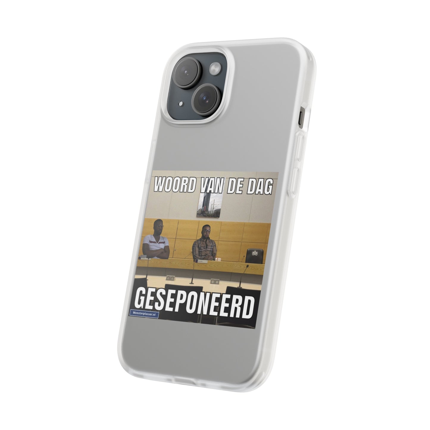 Word of the day 'geseponeerd' telefoonhoesje