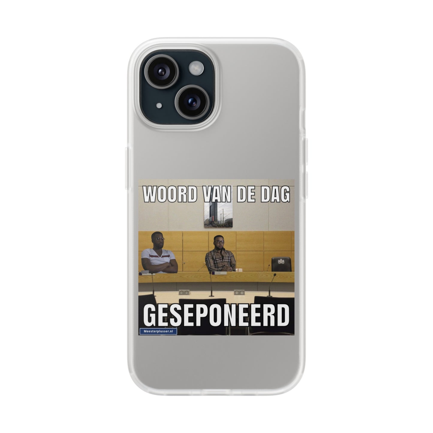 Word of the day 'geseponeerd' telefoonhoesje