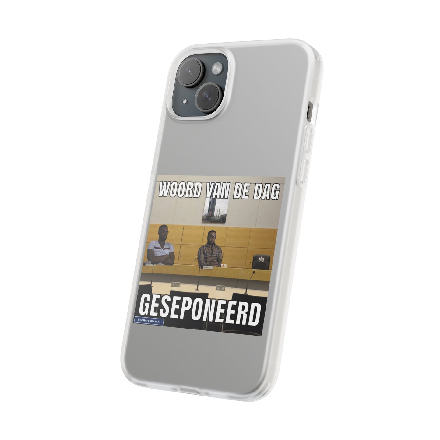 Word of the day 'geseponeerd' telefoonhoesje