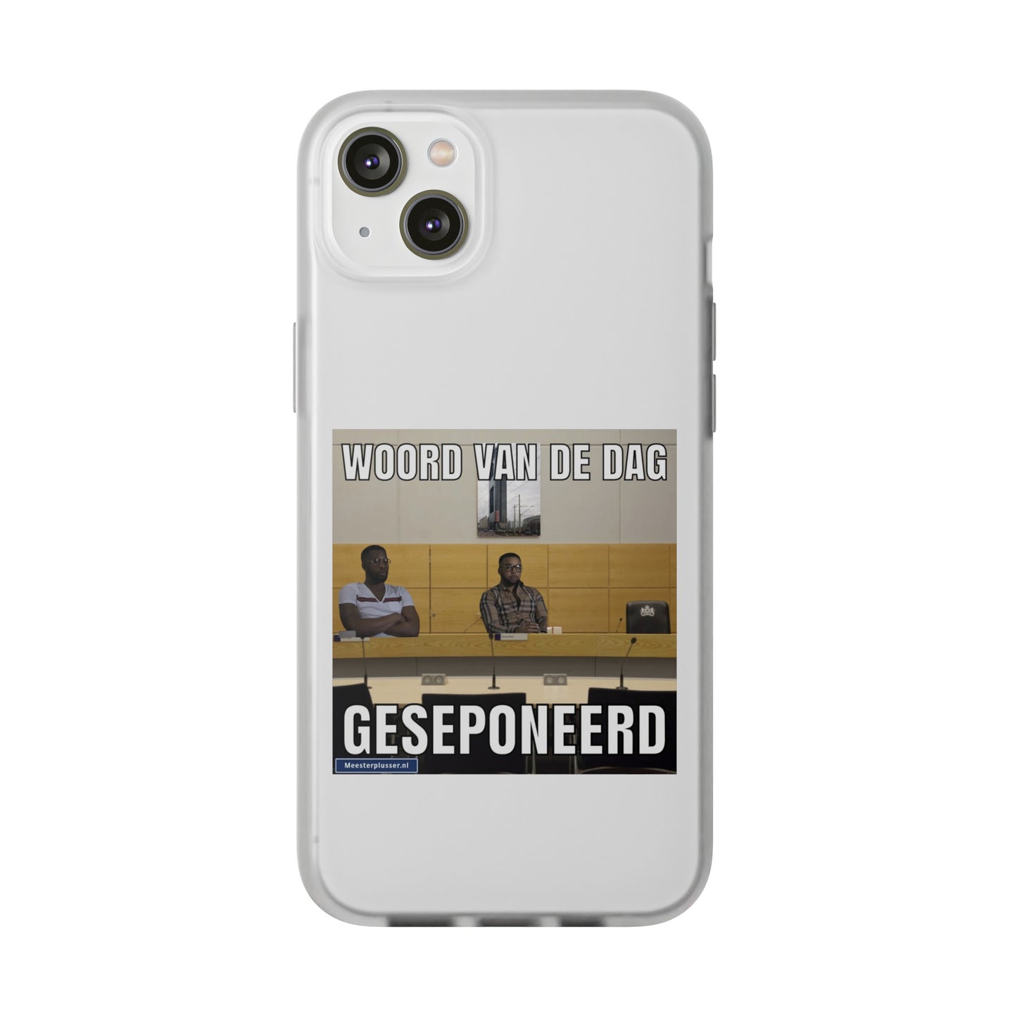 Word of the day 'geseponeerd' telefoonhoesje