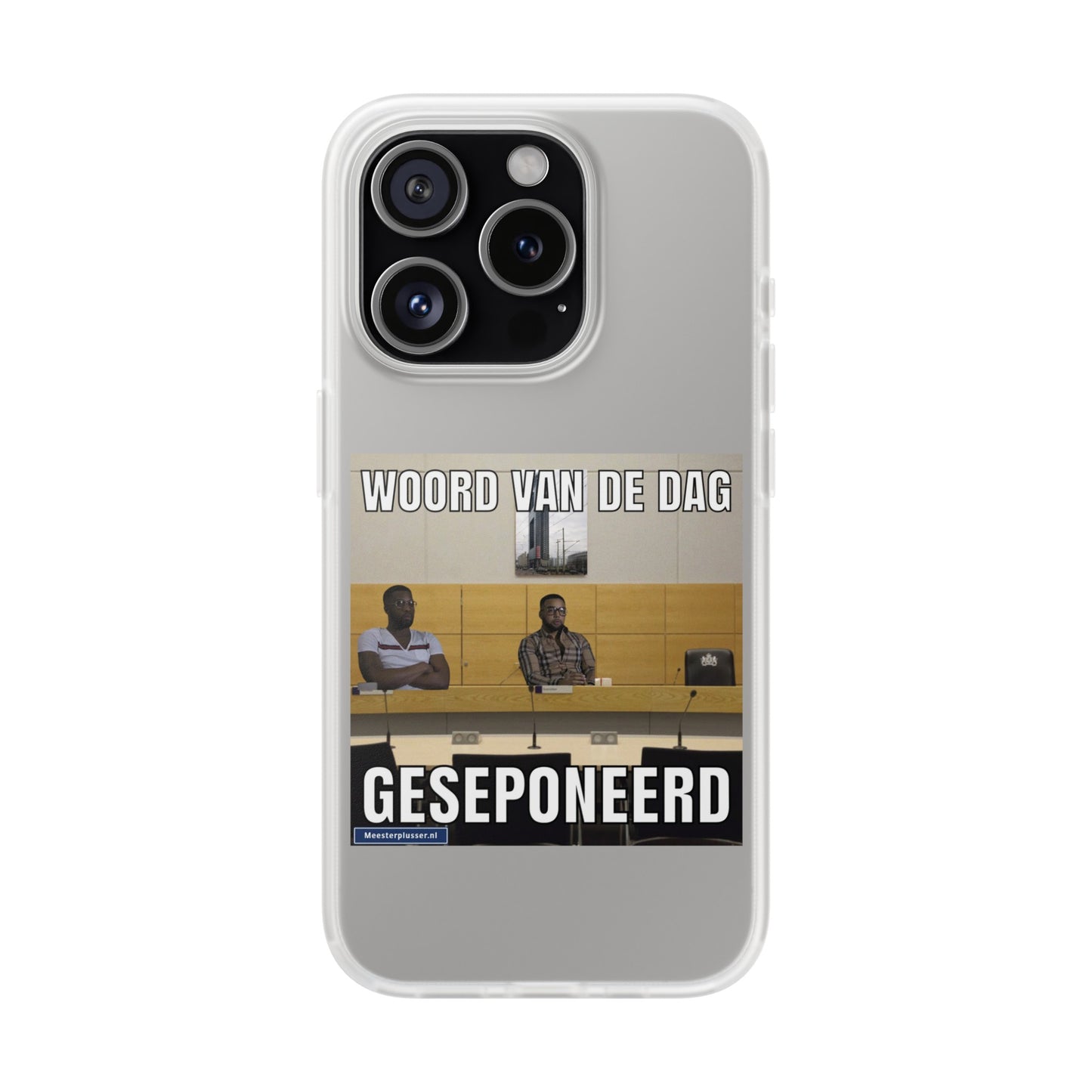 Word of the day 'geseponeerd' telefoonhoesje