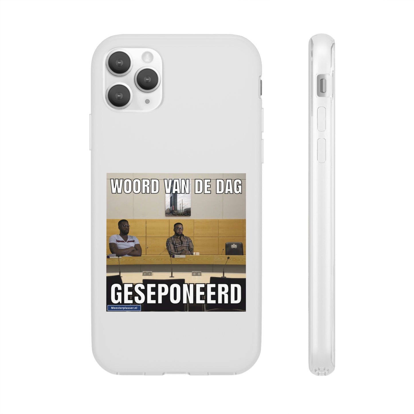 Word of the day 'geseponeerd' telefoonhoesje