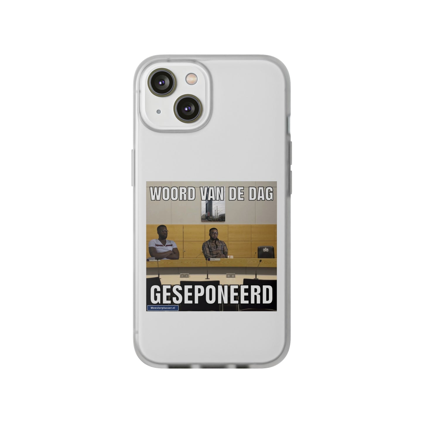 Word of the day 'geseponeerd' telefoonhoesje